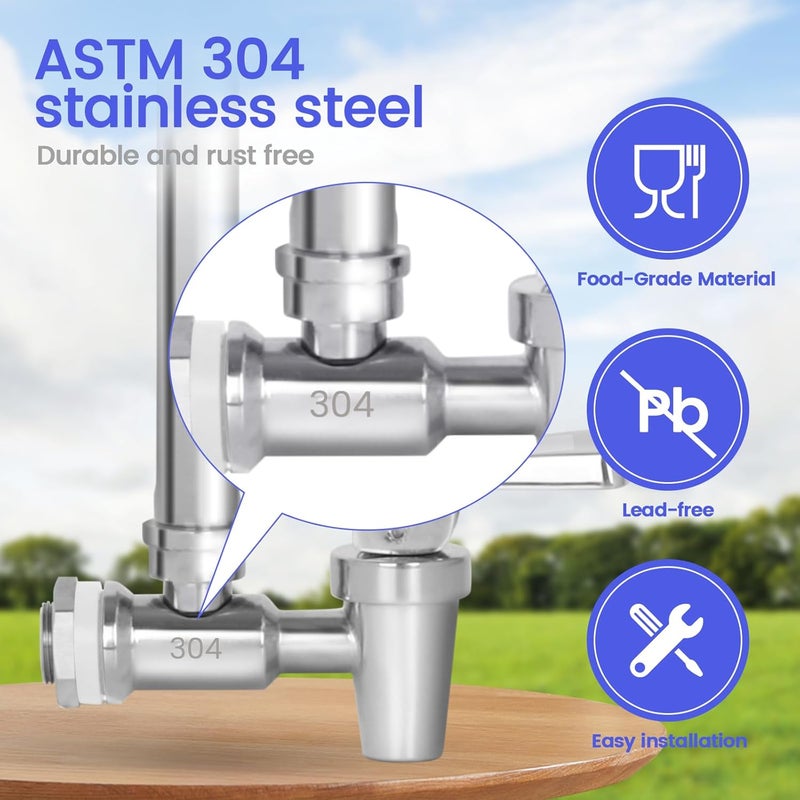 Amwater 304 Stainless Steel Sight Glass Spigot, Compatible with the Berkey, Purewell, ProOne, Alexapure and Other Gravity-Fed Water Filtration Systems, Clear Water Level View, Stainless Steel Handle - Image 4